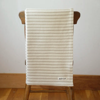 Ticking Stripe Organic Wool and Cotton Throw in beige