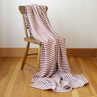 Ticking Stripe Organic Wool and Cotton Throw in cayenne red