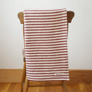 Ticking Stripe Organic Wool and Cotton Throw in cayenne red