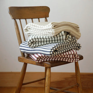 Ticking Stripe Organic Wool and Cotton Throw, hand-dyed