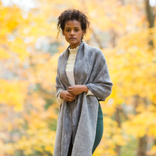 Firefly Handwoven Merino and Silk Wrap in charcoal