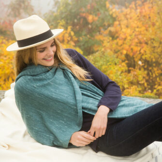 Swans Island Company's Kennebunk Wrap. Knit with soft merino silk in hand-dyed colors.