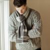 Swans Island Company's Island Collection Scarves. Handwoven in Maine using single-origin wool from Longcove Farm on Vinalhaven Island, Maine. Shown here in Brown with Grey.
