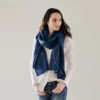 Swans Island Handwoven Firefly Wrap. Made in Maine with hand-dyed merino wool / silk yarn. Shown here in Nautical Blue.