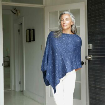 Swans-Island_Firefly-Ruana knit in Sapphire merino silk