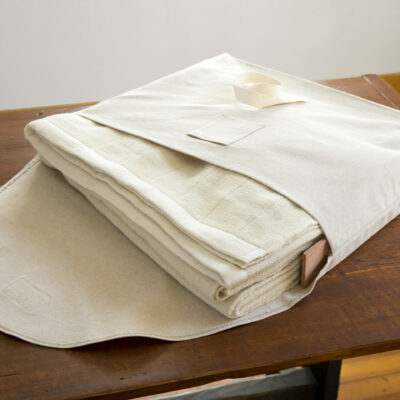 Swans Island's Winter Blankets come in a custom linen storage bag with aromatic cedar slats to keep the blanket fresh when not in use.