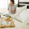 Swans Island Classic Linen Bedding Bundle. 100% French Linen, soft and substantial. Made in USA. Bedding Bundle includes one sheet set and one duvet set, shown in Ivory.