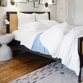 Swans Island Classic Linen Bedding Bundle. 100% French Linen, soft and substantial. Made in USA. Bedding Bundle includes one sheet set and one duvet set, shown in White.