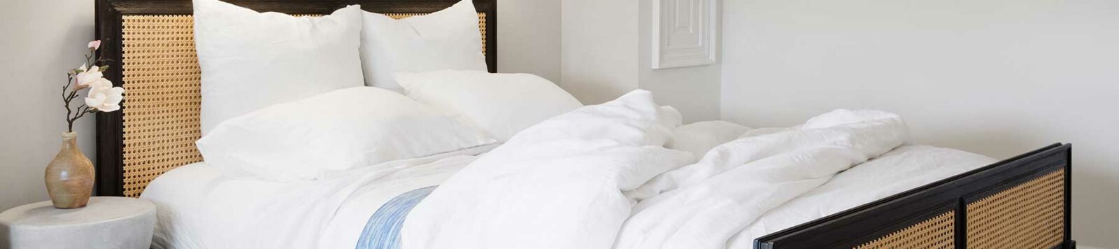 Swans Island Classic Linen Sheet Set. 100% French Linen, soft and substantial. Made in USA. Shown in White.