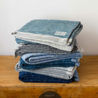 Swans Island Firefly Blankets. Hand-dyed and handwoven in Maine.