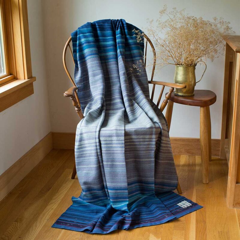 Swans Island Co.'s Limited Edition Ocean Series - Throw #4 "Evening Calm" handwoven in Maine. One of a kind.