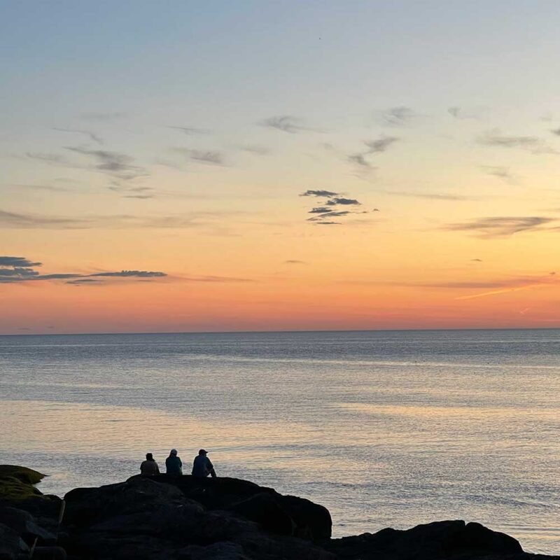 Swans Island Company's Limited Edition Ocean throws were inspired by the rugged shores of Maine. Sunset, Monhegan Island, Maine 2023.
