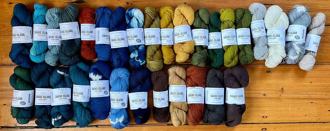 Swans Island x Eric Hopkins Ltd. edition Throw features many hand-dyed wool yarns from the Swans Island yarn collection.