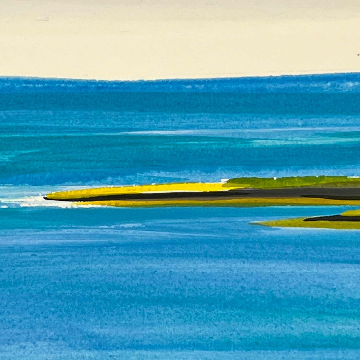 The Swans Island & Eric Hopkins Ltd. Edition Throw 2024. A closeup a detail from Eric's original watercolor painting in process.