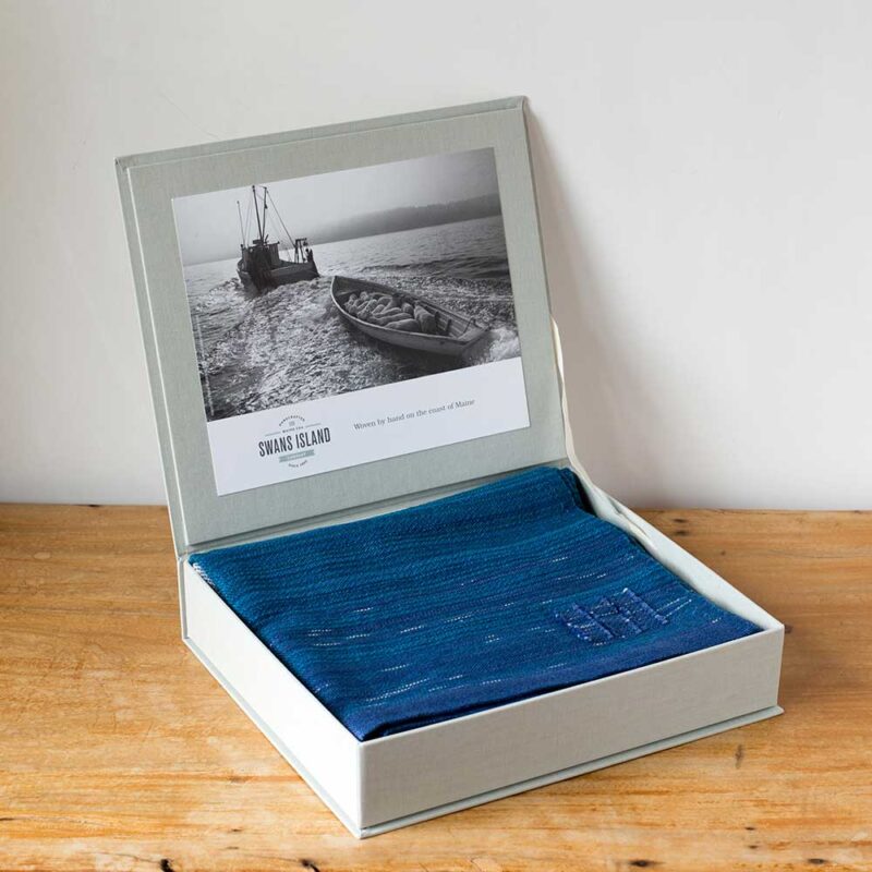 Swans Island & Eric Hopkins Limited Edition Throw 2024. Each handwoven throw s comes in a signature Swans Island linen gift box.