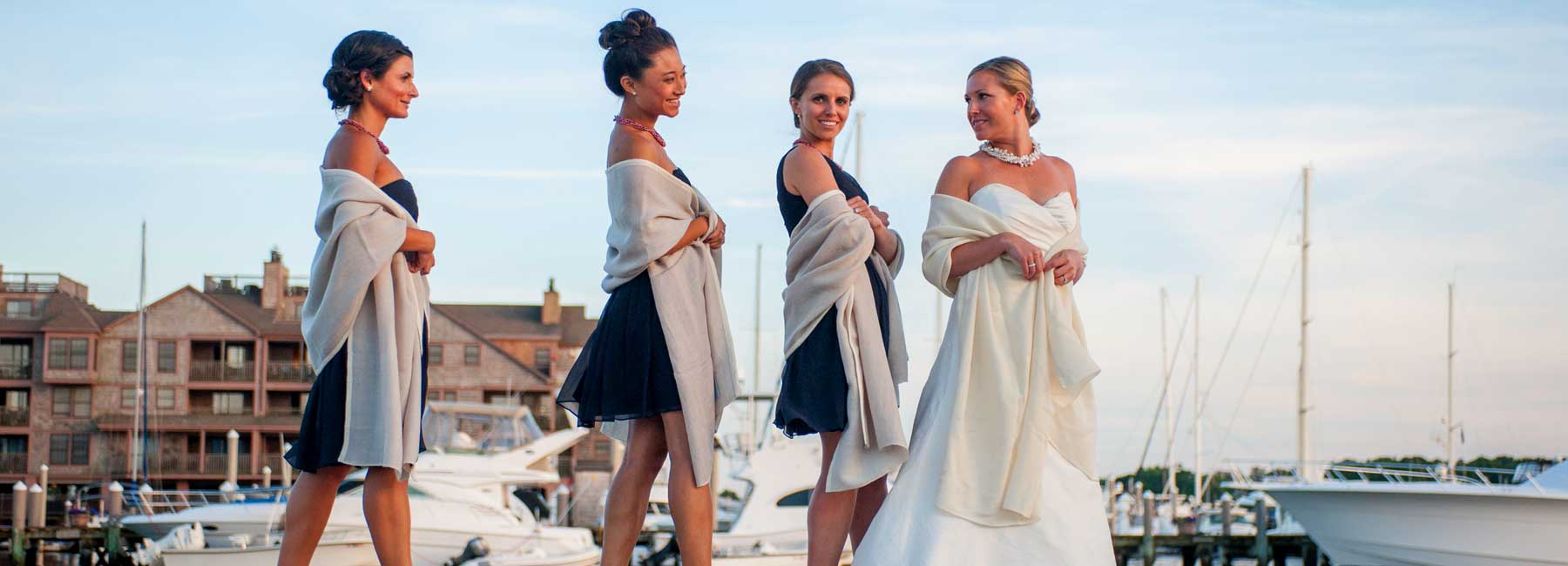 bridal party by harbor