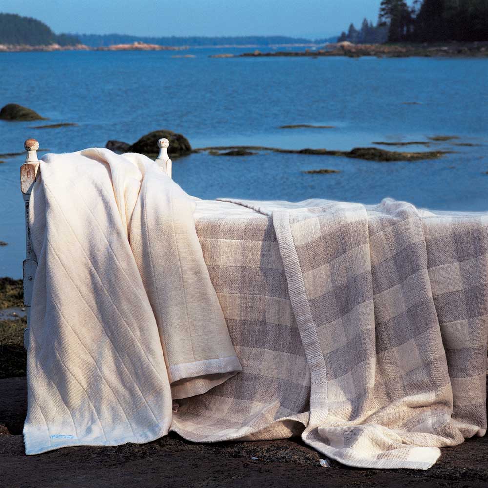 winter blanket checked by sea