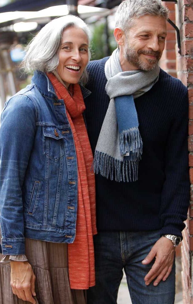 scarves worn by couple on street