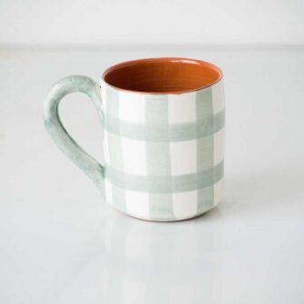 Grid Terracotta Mug. Handcrafted in Portugal. Shown here in Sage. Swatch